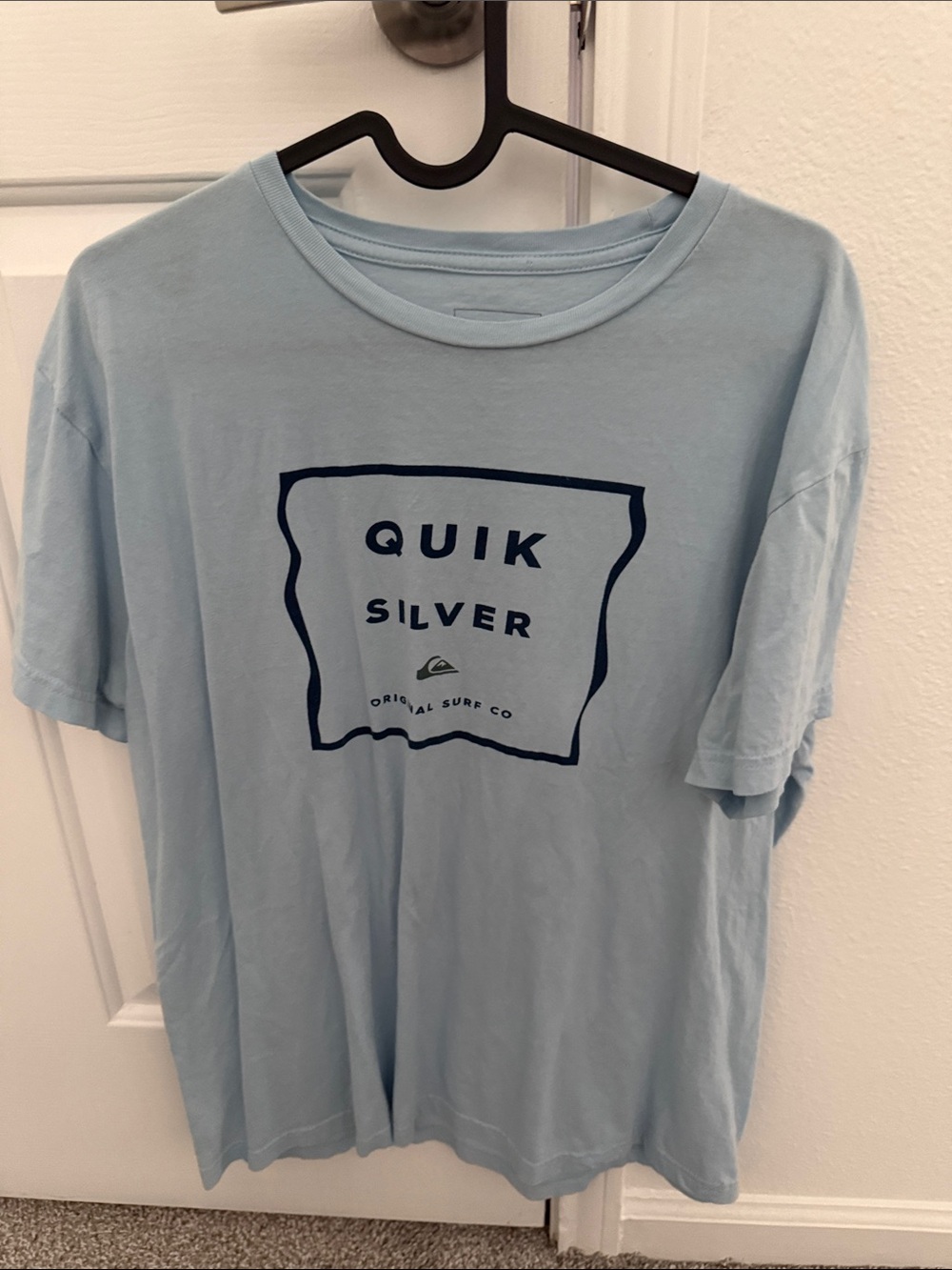 Quiksilver Light Blue Tee with Navy Logo Print
